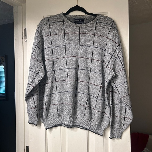 Fairway Sport Grey Plaid Golf Sweater, Size Large, Pullover - Picture 1 of 4